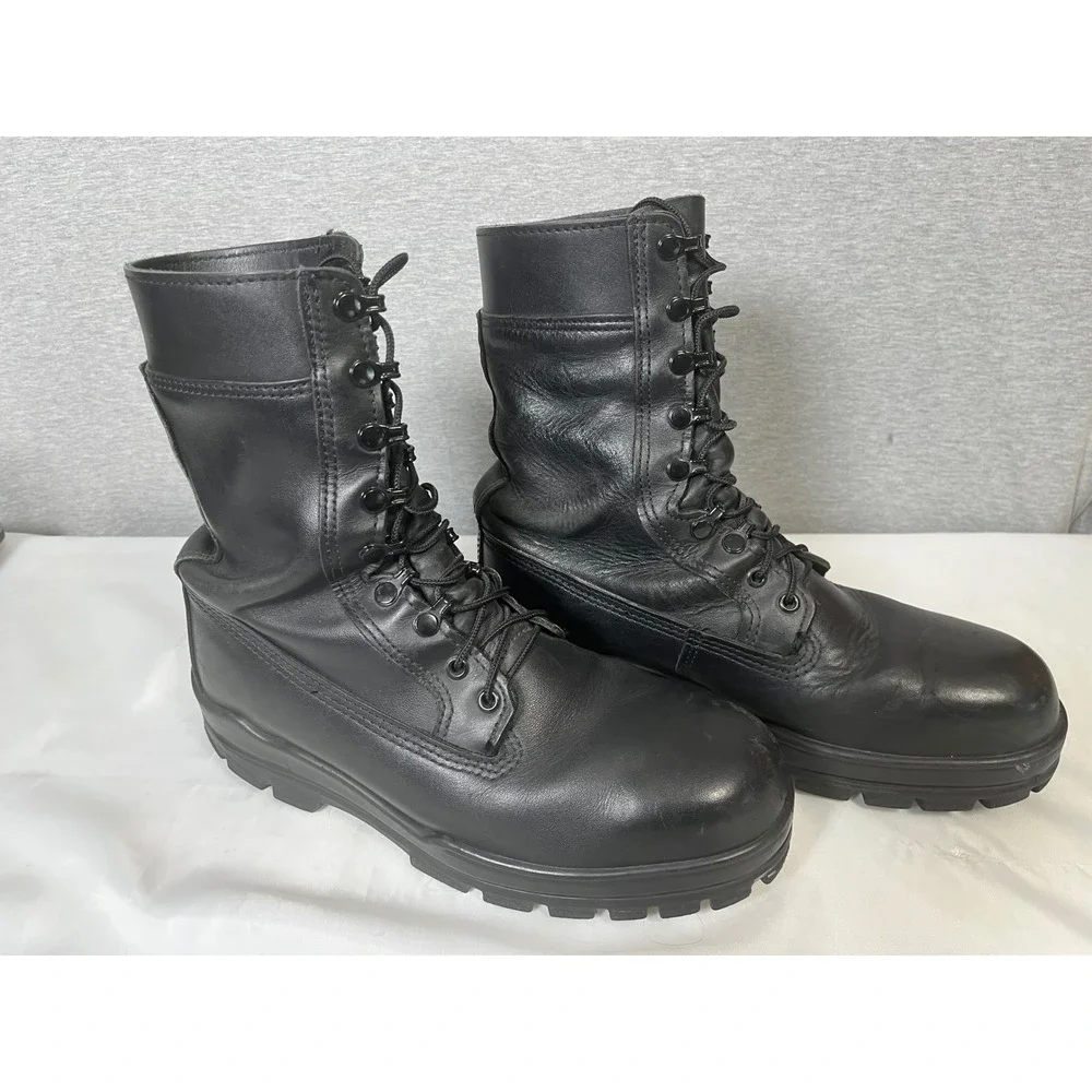Bates DuraShocks Mens 9.5 W Black Leather Steel Toe Combat Work Boots E01621A